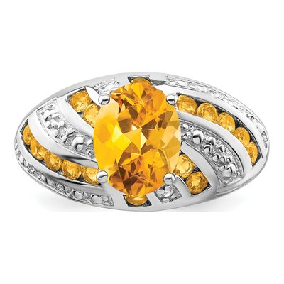 Sterling Silver Citrine & Diamond Ring – view 6