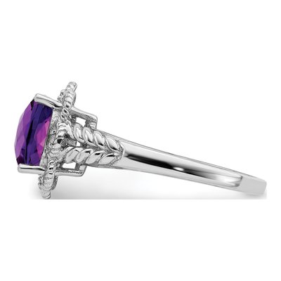 Sterling Silver Amethyst & Diamond Checkerboard Ring – view 4