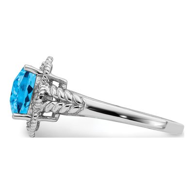 Sterling Silver Swiss Blue Topaz & Diamond Checkerboard Ring – view 3