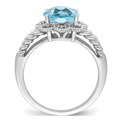Sterling Silver Sky Blue Topaz & Diamond Ring – view 3