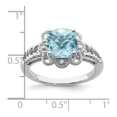 Sterling Silver Sky Blue Topaz & Diamond Ring – view 4