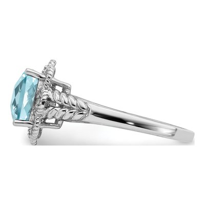 Sterling Silver Sky Blue Topaz & Diamond Ring – view 5