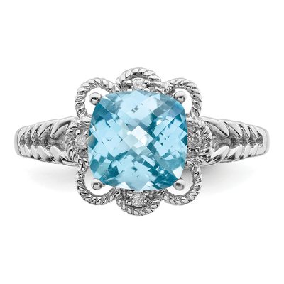 Sterling Silver Sky Blue Topaz & Diamond Ring – view 6