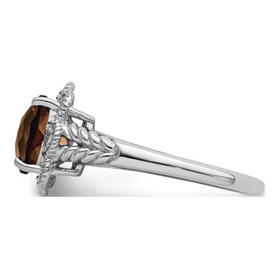 Sterling Silver Smoky Quartz & Diamond Checker-Cut Ring – view 4