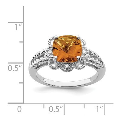 Sterling Silver Whiskey Quartz & Diamond Whiskey Ring – view 4