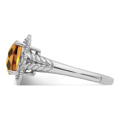 Sterling Silver Whiskey Quartz & Diamond Whiskey Ring – view 5