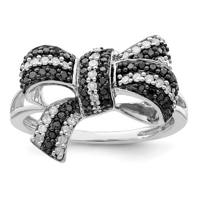 Sterling Silver 1/3 ct tw Diamond Bow Ring