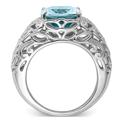 Sterling Silver Sky Blue Topaz & Diamond Ring – view 2