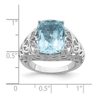 Sterling Silver Sky Blue Topaz & Diamond Ring – view 3