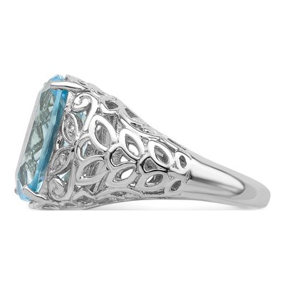 Sterling Silver Sky Blue Topaz & Diamond Ring – view 4