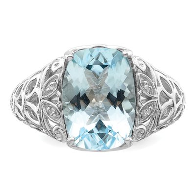 Sterling Silver Sky Blue Topaz & Diamond Ring – view 5