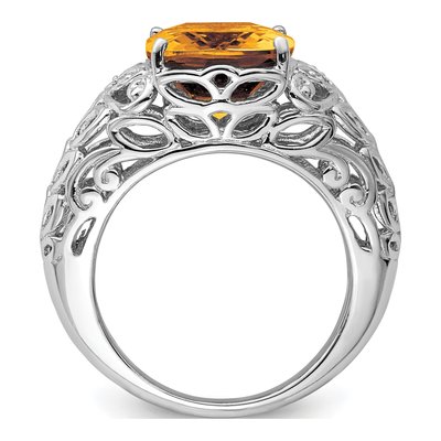 Sterling Silver Whiskey Quartz & Diamond Whiskey Ring – view 2