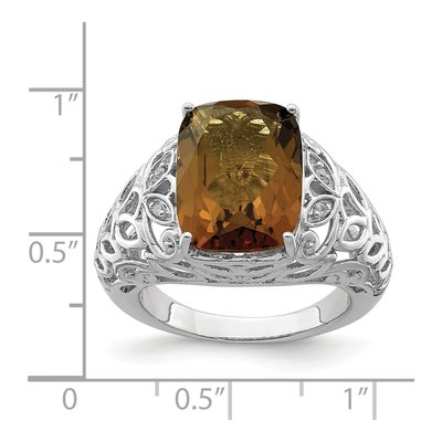 Sterling Silver Whiskey Quartz & Diamond Whiskey Ring – view 3