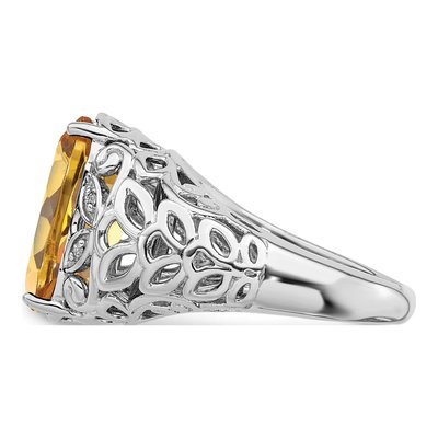 Sterling Silver Whiskey Quartz & Diamond Whiskey Ring – view 4