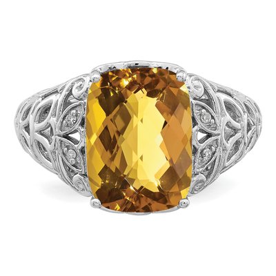 Sterling Silver Whiskey Quartz & Diamond Whiskey Ring – view 5
