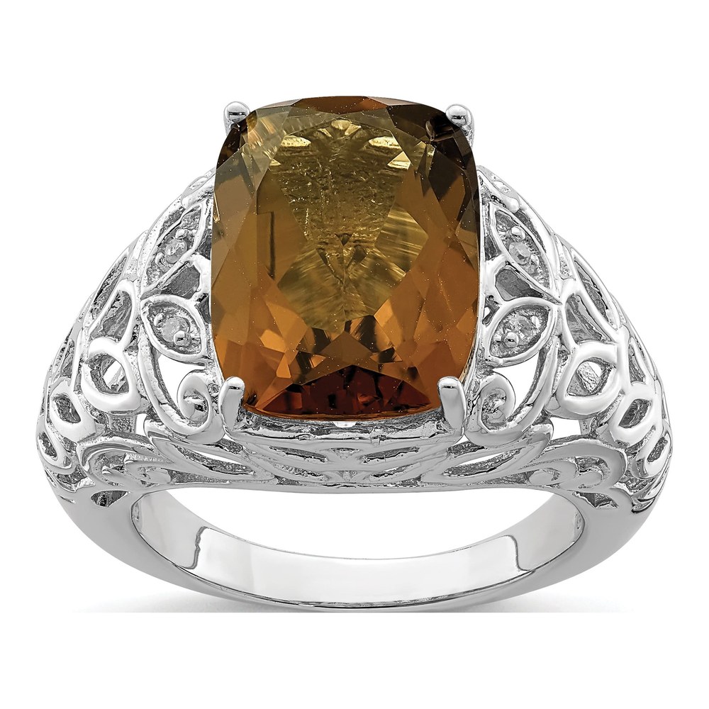 Sterling Silver Whiskey Quartz & Diamond Whiskey Ring