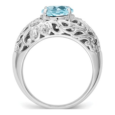 Sterling Silver 1/20 ct tw Sky Blue Topaz & Diamond Ring – view 2
