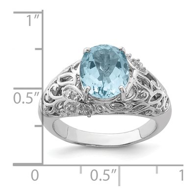 Sterling Silver 1/20 ct tw Sky Blue Topaz & Diamond Ring – view 3