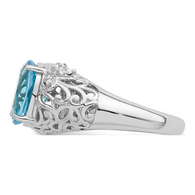 Sterling Silver 1/20 ct tw Sky Blue Topaz & Diamond Ring – view 4