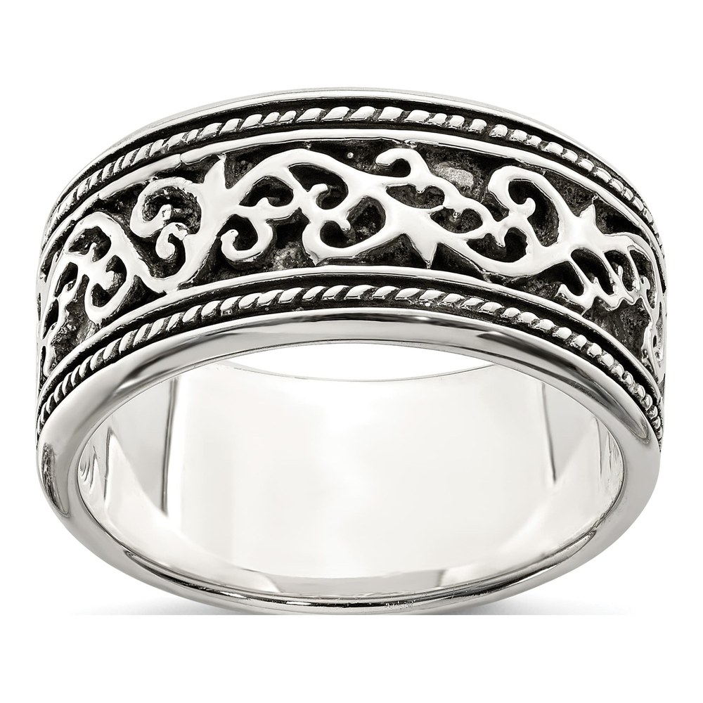 Sterling Silver 9mm Antiqued Women Band