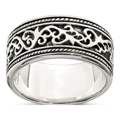Sterling Silver 9mm Antiqued Women Band