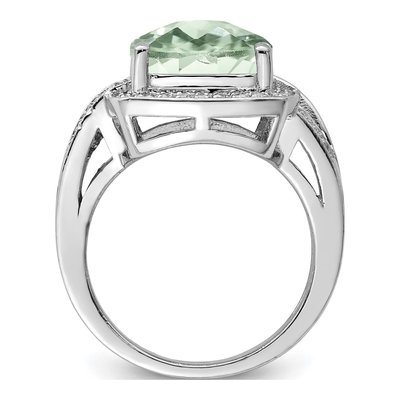 Sterling Silver 1/5 ct tw Green Quartz & Diamond Ring – view 3