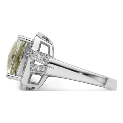 Sterling Silver 1/5 ct tw Green Quartz & Diamond Ring – view 4
