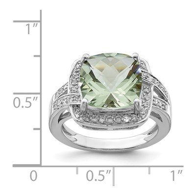 Sterling Silver 1/5 ct tw Green Quartz & Diamond Ring – view 5