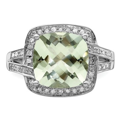 Sterling Silver 1/5 ct tw Green Quartz & Diamond Ring – view 6