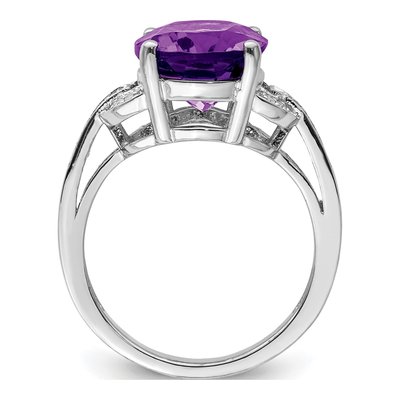 Sterling Silver 1/10 ct tw Amethyst & Diamond Ring – view 3
