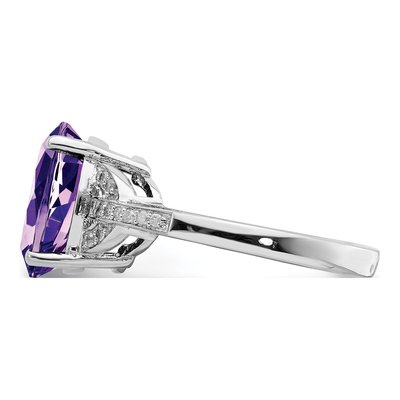 Sterling Silver 1/10 ct tw Amethyst & Diamond Ring – view 4