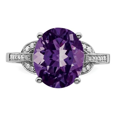Sterling Silver 1/10 ct tw Amethyst & Diamond Ring – view 5