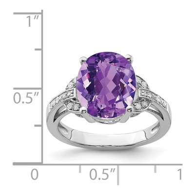 Sterling Silver 1/10 ct tw Amethyst & Diamond Ring – view 6