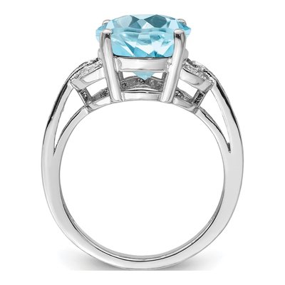 Sterling Silver 1/10 ct tw Sky Blue Topaz & Diamond Ring – view 3