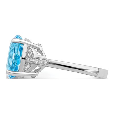 Sterling Silver 1/10 ct tw Sky Blue Topaz & Diamond Ring – view 4