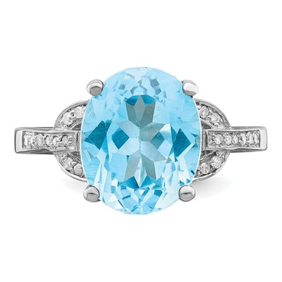 Sterling Silver 1/10 ct tw Sky Blue Topaz & Diamond Ring – view 5