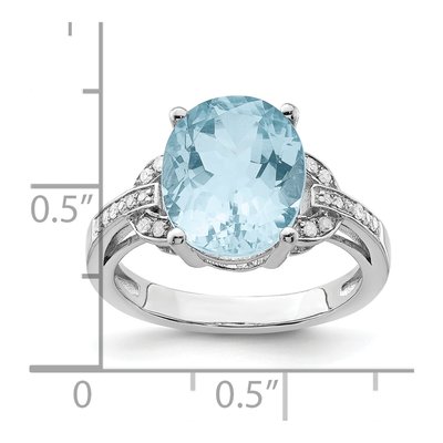 Sterling Silver 1/10 ct tw Sky Blue Topaz & Diamond Ring – view 6