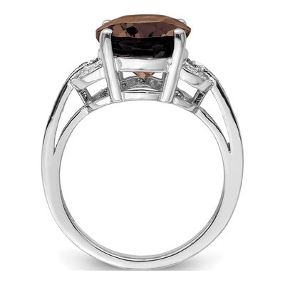 Sterling Silver 1/10 ct tw Smoky Quartz & Diamond Ring – view 2