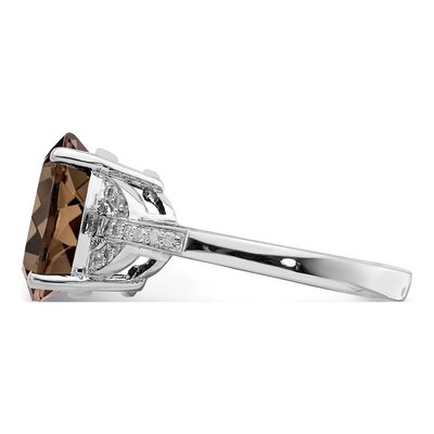 Sterling Silver 1/10 ct tw Smoky Quartz & Diamond Ring – view 3