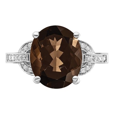 Sterling Silver 1/10 ct tw Smoky Quartz & Diamond Ring – view 4