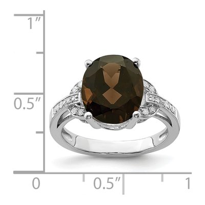 Sterling Silver 1/10 ct tw Smoky Quartz & Diamond Ring – view 5