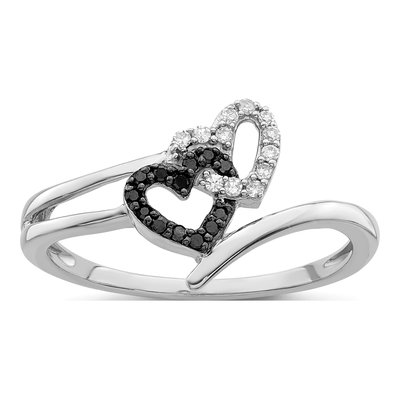 Sterling Silver 1/15 ct tw Diamond Heart Ring