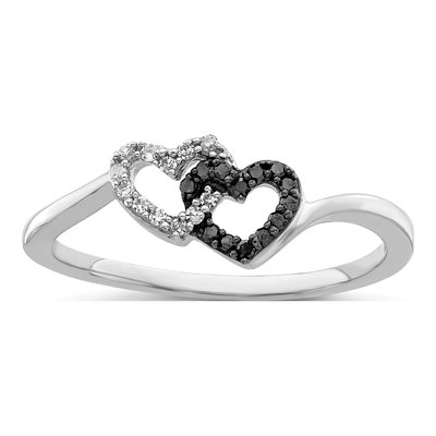 Sterling Silver 0.11 ct tw Diamond Heart Ring