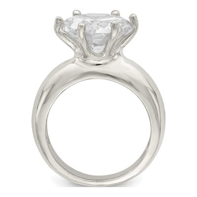 Sterling Silver CZ Round Solitaire Engagement Ring – view 3