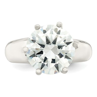 Sterling Silver CZ Round Solitaire Engagement Ring – view 6