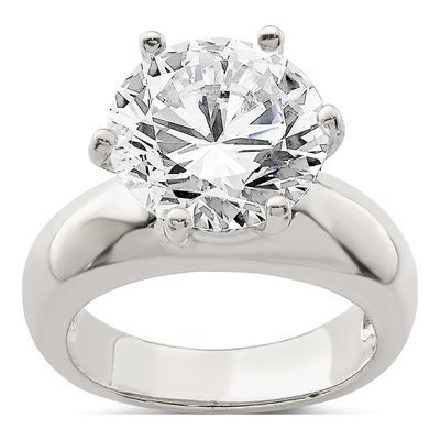 Sterling Silver CZ Round Solitaire Engagement Ring