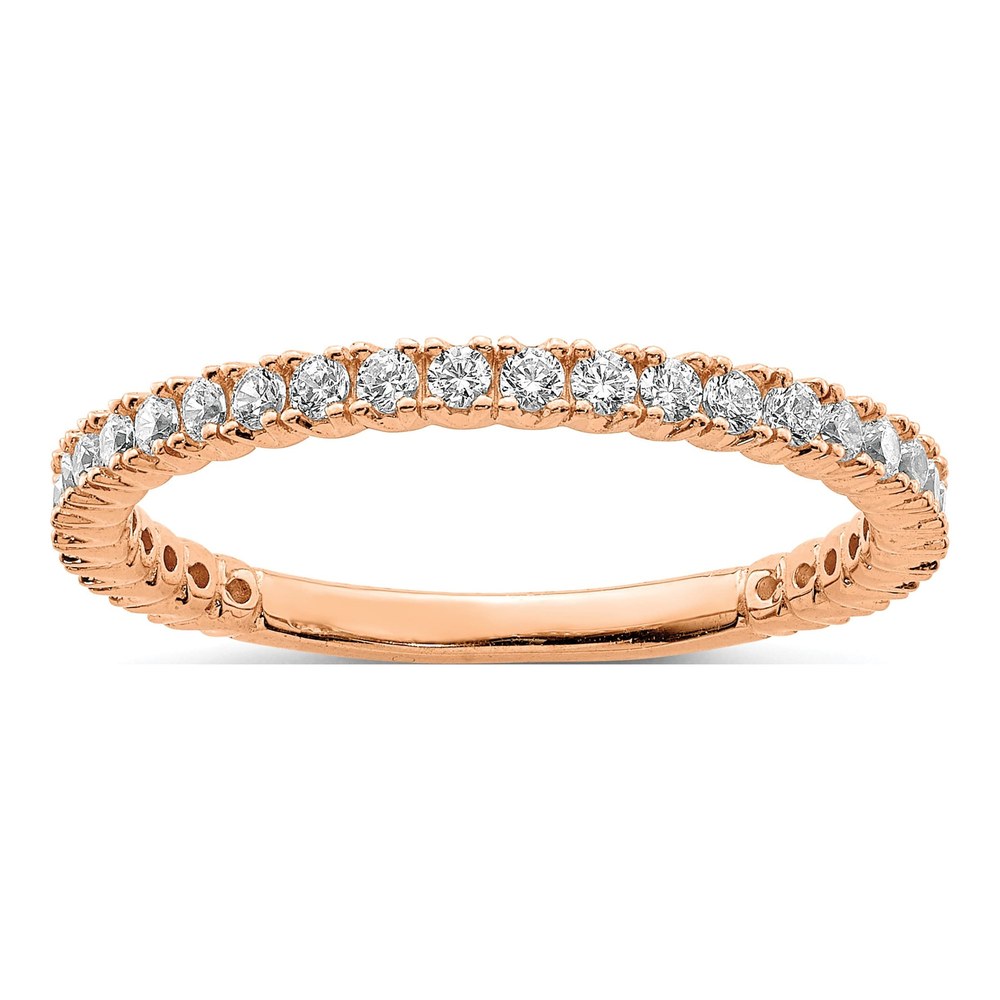 Rose Gold-Plated Sterling Silver CZ 28-Stone Wedding Band