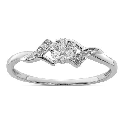 Sterling Silver 1/8 ct tw Diamond Cluster Ring