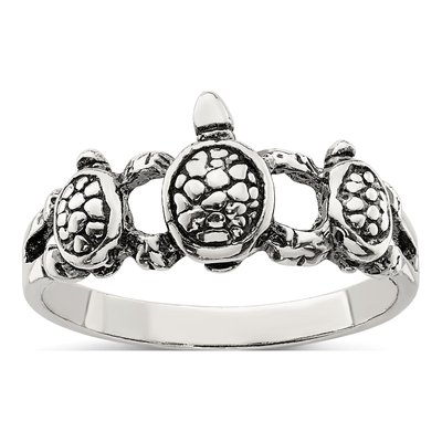 Sterling Silver Antiqued Turtle Ring
