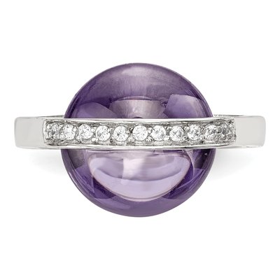 Sterling Silver Amethyst & CZ Ring – view 5